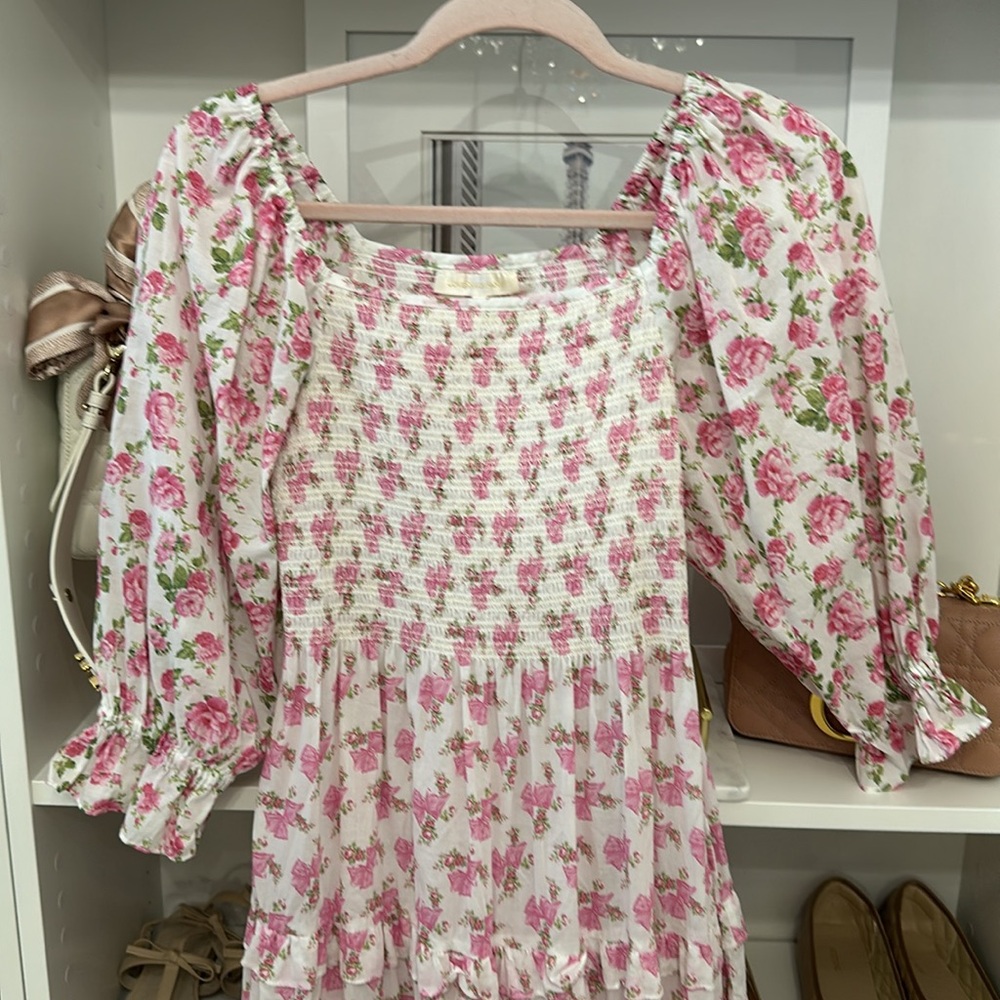 LoveShackFancy Garden Rosa Bow Midi Dress Size P - Picture 5 of 8